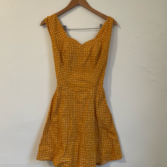 Yellow Checkered Mini Dress - Picture 1 of 6